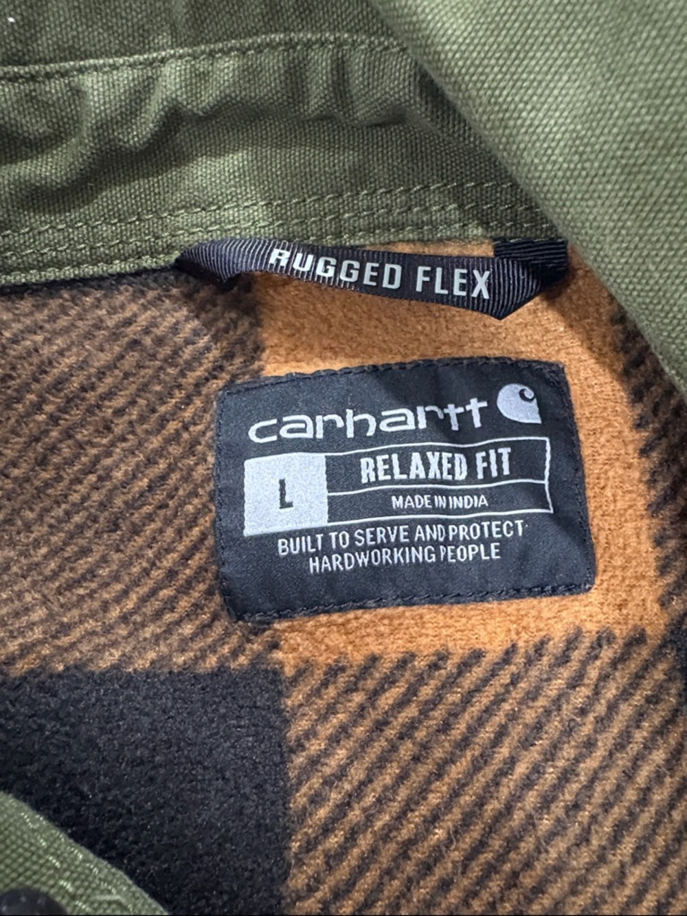 Carhartt Olive Green Button-Front Shirt Jacket - Picture 3 of 3